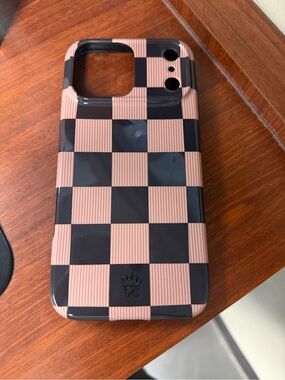 iPhone 17 pro max Velvet Caviar Pink and Black Checkerboard Phone Case